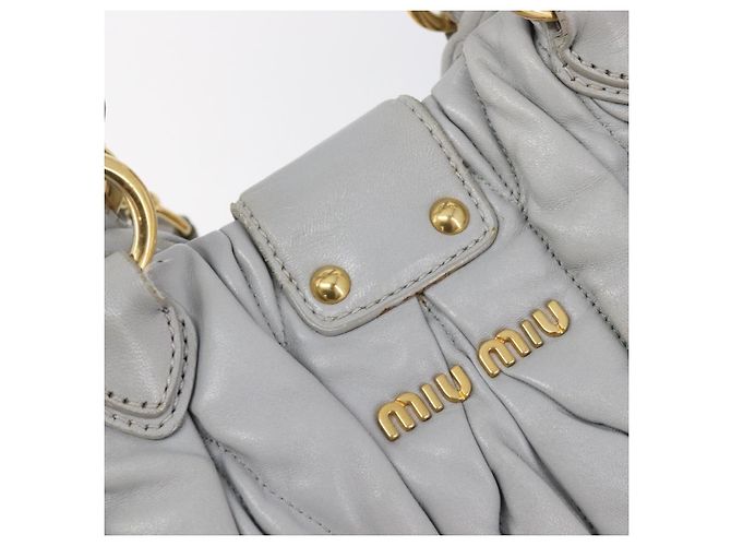 Miu Miu Hand Bag Leather 2way Gray Gold - vista 19