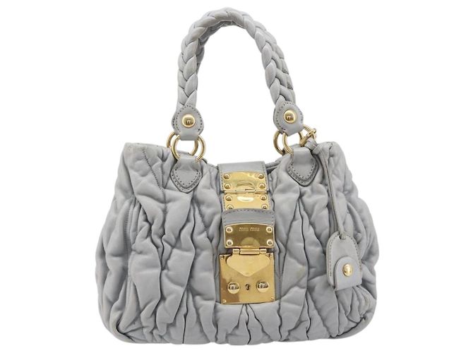 Miu Miu Hand Bag Leather 2way Gray Gold - vista 2
