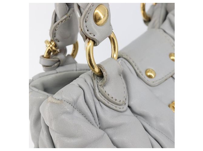 Miu Miu Hand Bag Leather 2way Gray Gold - vista 20