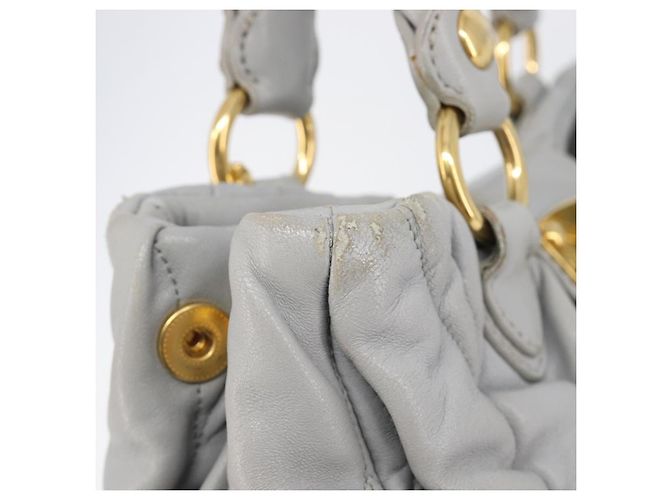 Miu Miu Hand Bag Leather 2way Gray Gold - vista 21