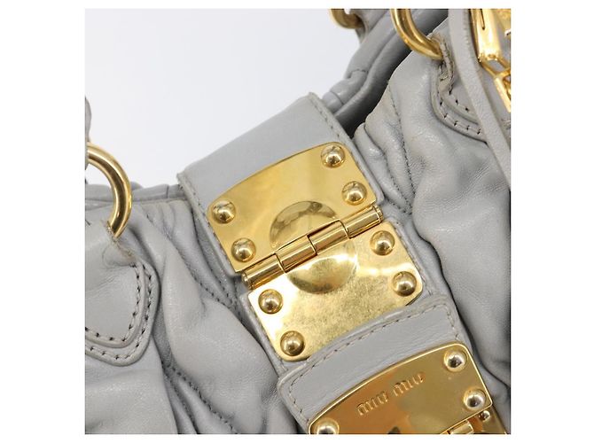 Miu Miu Hand Bag Leather 2way Gray Gold - vista 22