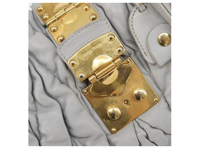 Miu Miu Hand Bag Leather 2way Gray Gold - vista 23