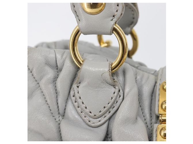 Miu Miu Hand Bag Leather 2way Gray Gold - vista 24