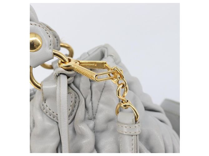 Miu Miu Hand Bag Leather 2way Gray Gold - vista 25