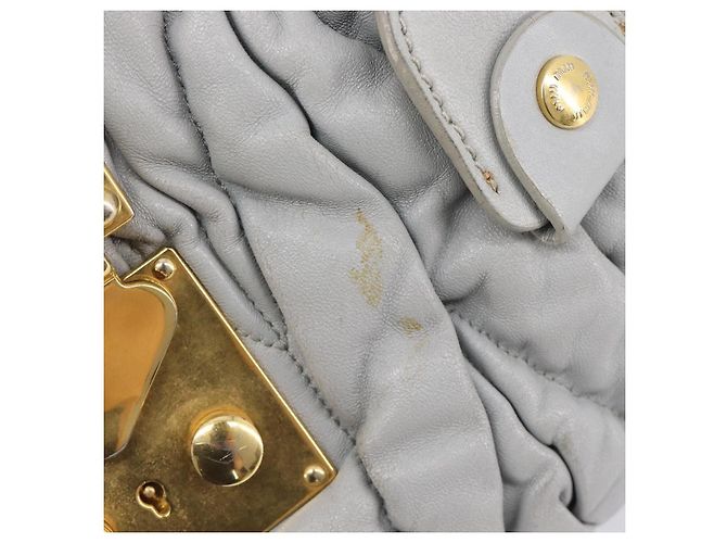 Miu Miu Hand Bag Leather 2way Gray Gold - vista 26