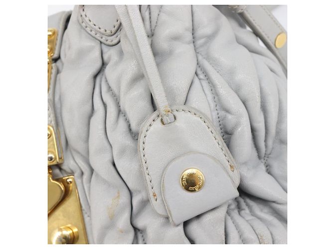 Miu Miu Hand Bag Leather 2way Gray Gold - vista 27