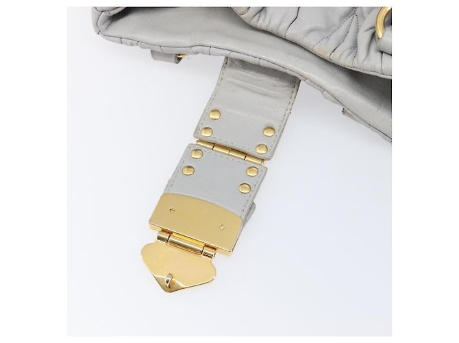 Miu Miu Hand Bag Leather 2way Gray Gold - vista 29