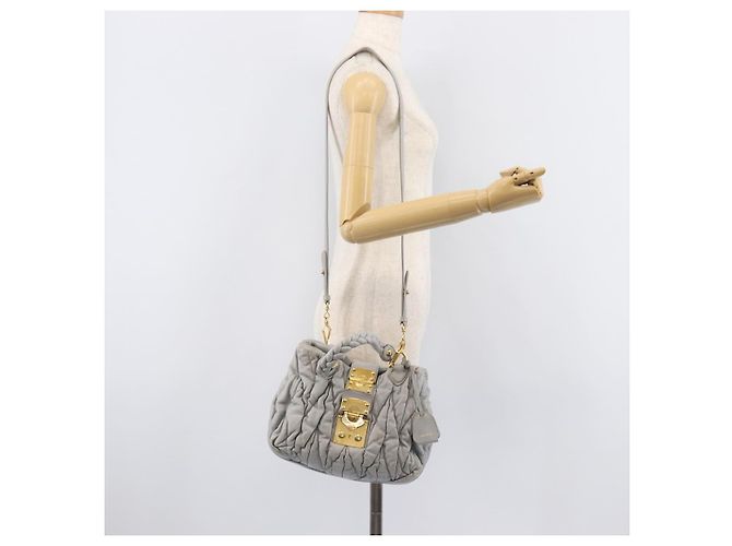 Miu Miu Hand Bag Leather 2way Gray Gold - vista 39