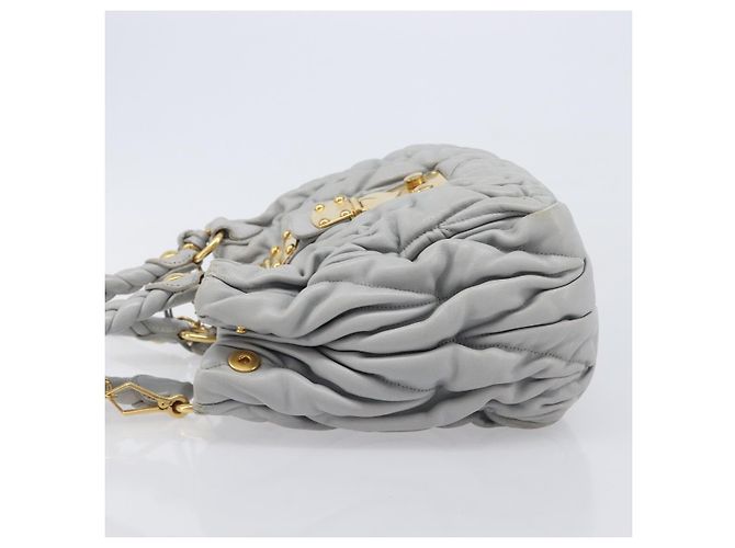 Miu Miu Hand Bag Leather 2way Gray Gold - vista 5