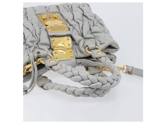 Miu Miu Hand Bag Leather 2way Gray Gold - vista 7