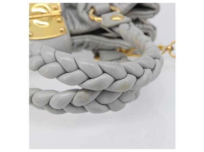 Miu Miu Hand Bag Leather 2way Gray Gold - vista 8