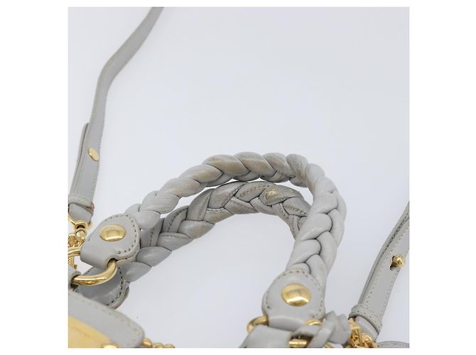 Miu Miu Hand Bag Leather 2way Gray Gold - vista 9