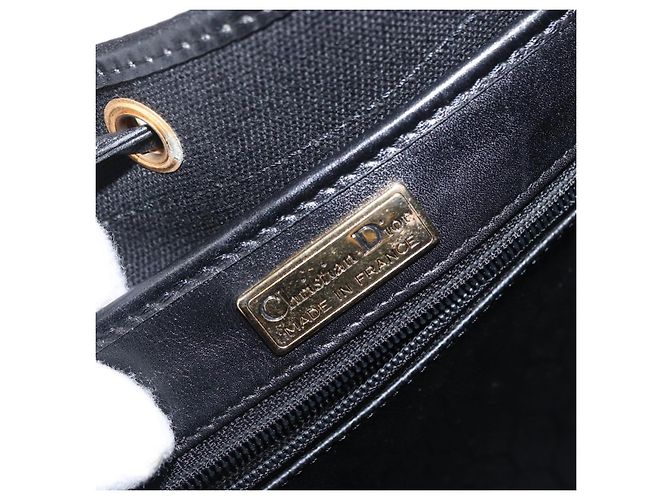 Christian Dior Honeycomb Canvas Shoulder Bag PVC Black Gold - vista 11