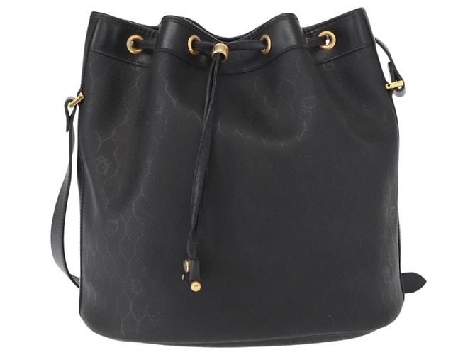 Christian Dior Honeycomb Canvas Shoulder Bag PVC Black Gold - vista 13