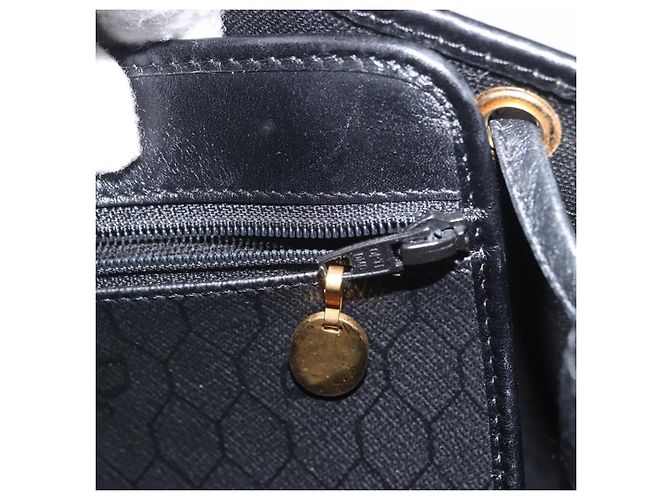 Christian Dior Honeycomb Canvas Shoulder Bag PVC Black Gold - vista 19
