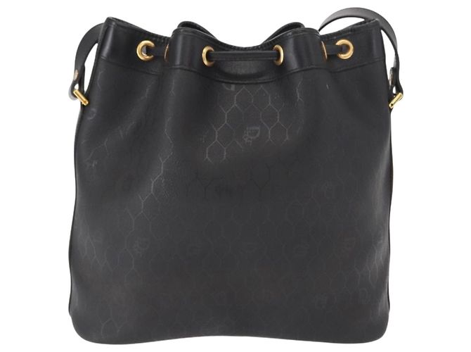 Christian Dior Honeycomb Canvas Shoulder Bag PVC Black Gold - vista 2