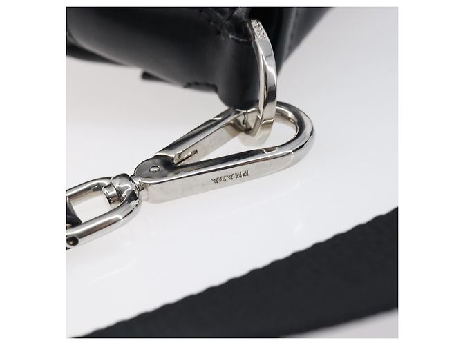 PRADA Shoulder Bag Leather Black Silver - vista 10