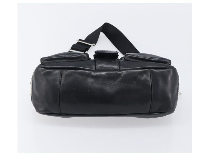 PRADA Shoulder Bag Leather Black Silver - vista 11