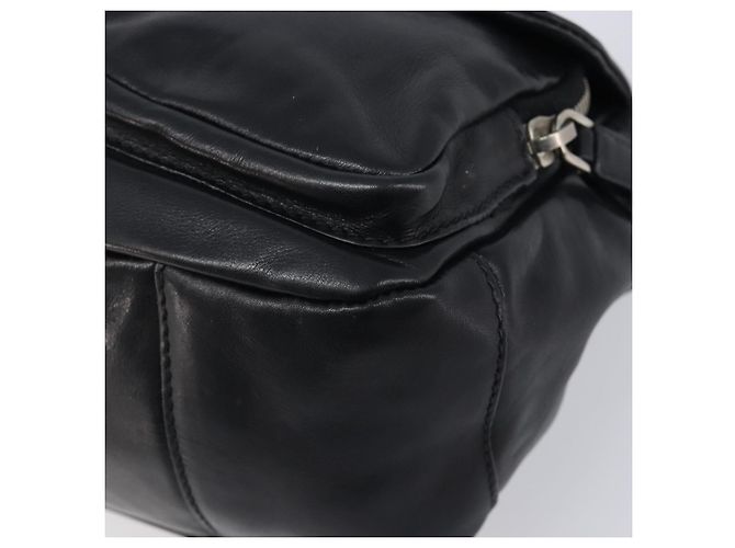 PRADA Shoulder Bag Leather Black Silver - vista 12
