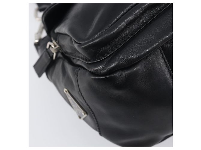 PRADA Shoulder Bag Leather Black Silver - vista 13