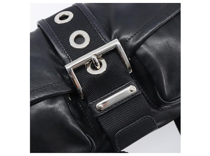 PRADA Shoulder Bag Leather Black Silver - vista 17