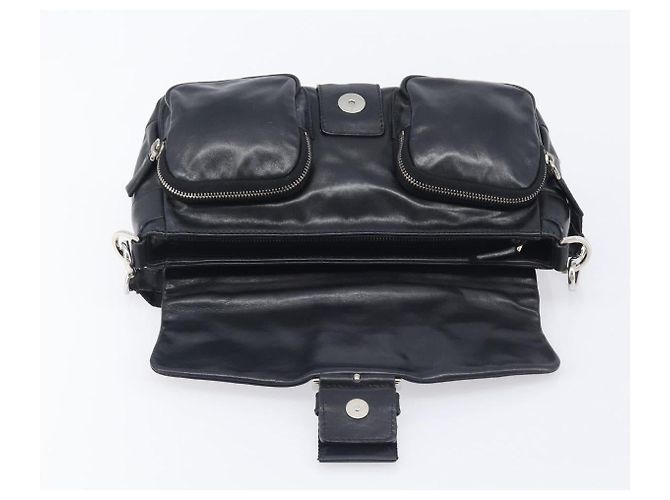 PRADA Shoulder Bag Leather Black Silver - vista 18