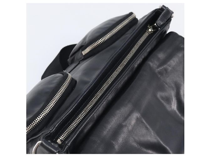 PRADA Shoulder Bag Leather Black Silver - vista 19