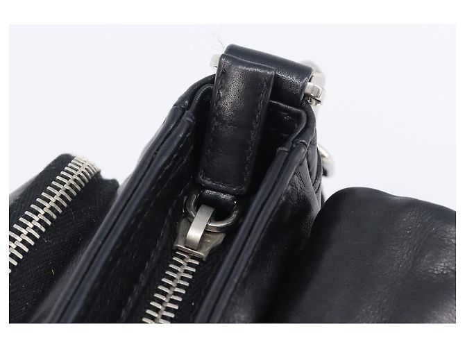 PRADA Shoulder Bag Leather Black Silver - vista 20
