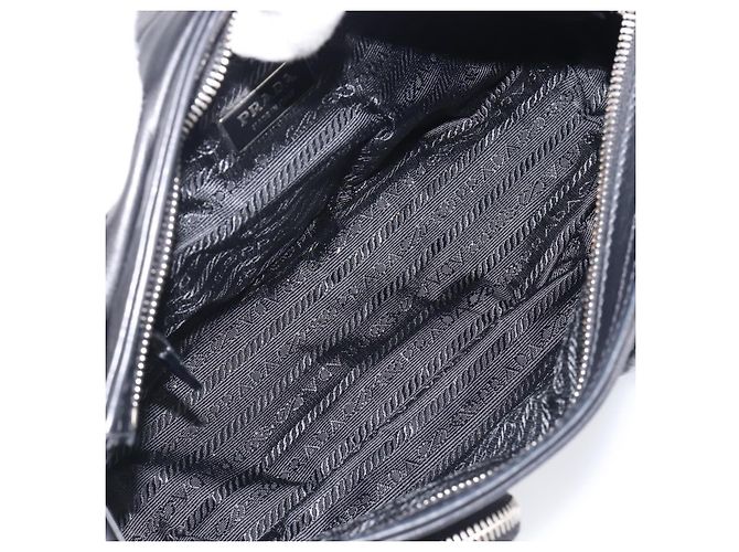 PRADA Shoulder Bag Leather Black Silver - vista 22