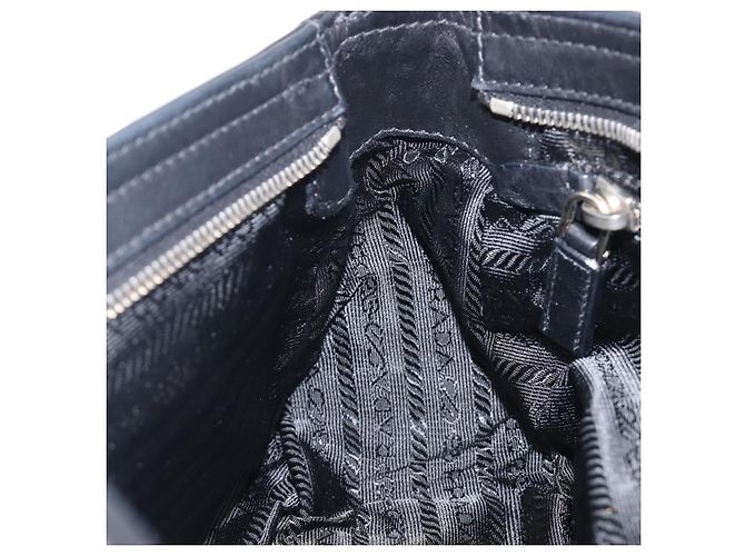 PRADA Shoulder Bag Leather Black Silver - vista 24