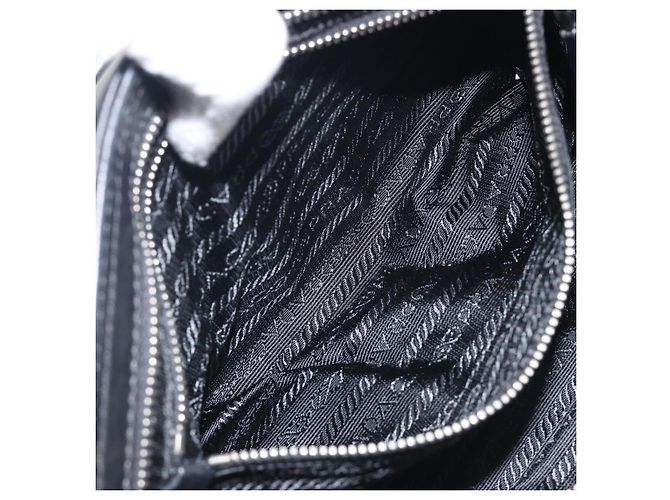 PRADA Shoulder Bag Leather Black Silver - vista 26