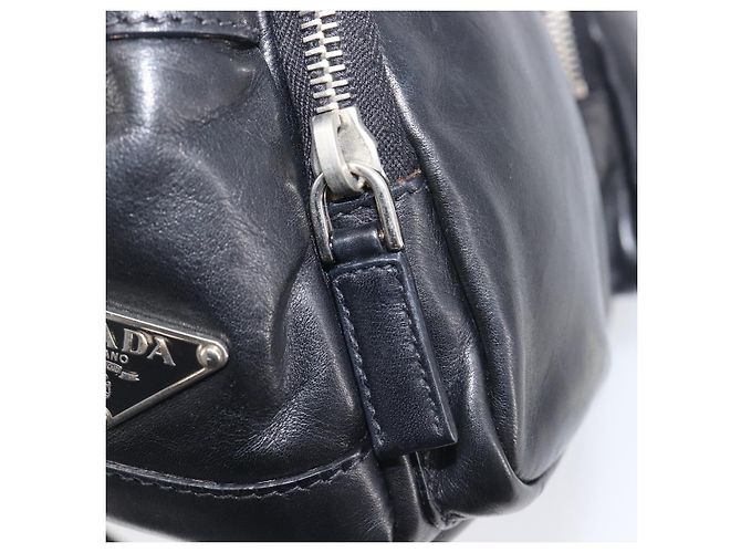 PRADA Shoulder Bag Leather Black Silver - vista 27