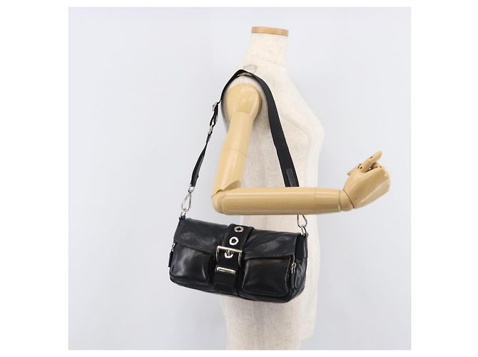 PRADA Shoulder Bag Leather Black Silver - vista 32
