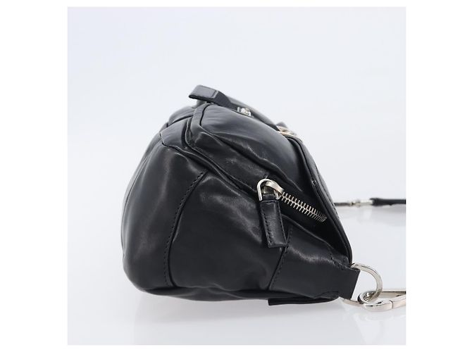 PRADA Shoulder Bag Leather Black Silver - vista 4