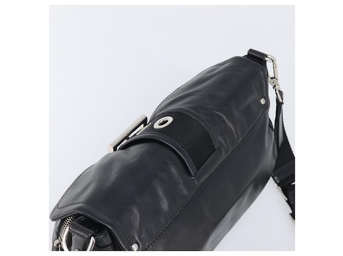 PRADA Shoulder Bag Leather Black Silver - vista 6