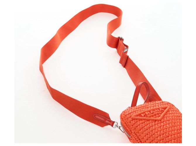 PRADA Shoulder Pouch Raffia 2way Orange Silver - vista 11