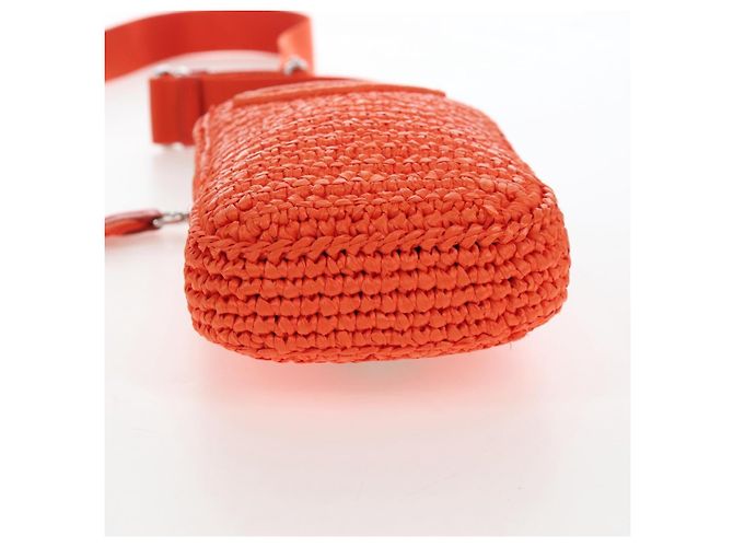 PRADA Shoulder Pouch Raffia 2way Orange Silver - vista 13