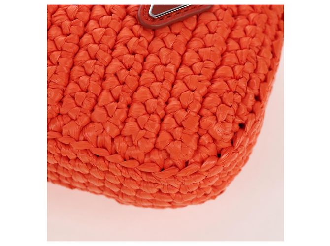 PRADA Shoulder Pouch Raffia 2way Orange Silver - vista 16