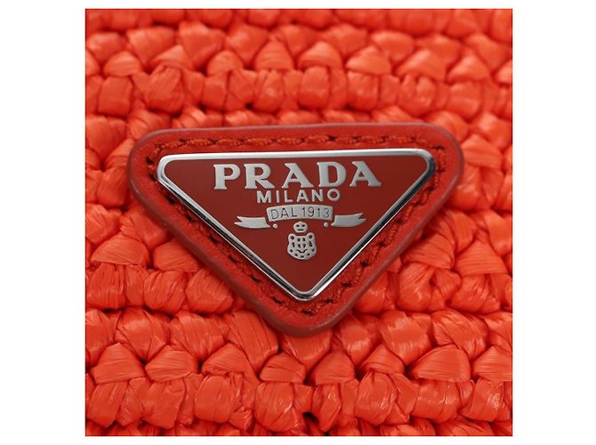 PRADA Shoulder Pouch Raffia 2way Orange Silver - vista 18