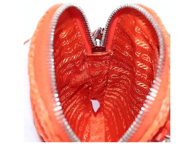 PRADA Shoulder Pouch Raffia 2way Orange Silver - vista 24