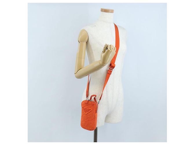 PRADA Shoulder Pouch Raffia 2way Orange Silver - vista 26