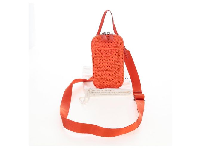 PRADA Shoulder Pouch Raffia 2way Orange Silver - vista 27