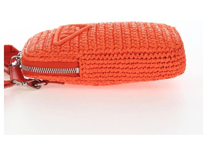 PRADA Shoulder Pouch Raffia 2way Orange Silver - vista 4