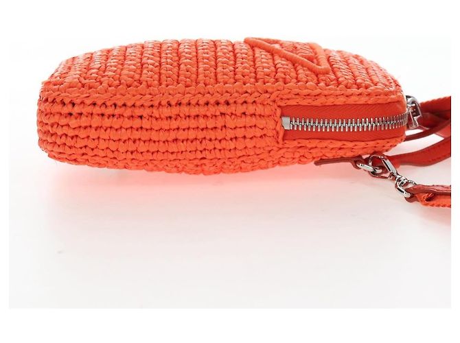 PRADA Shoulder Pouch Raffia 2way Orange Silver - vista 5