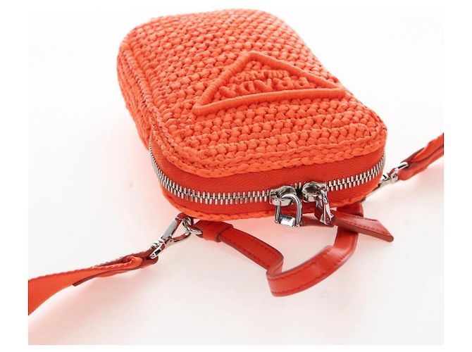 PRADA Shoulder Pouch Raffia 2way Orange Silver - vista 6