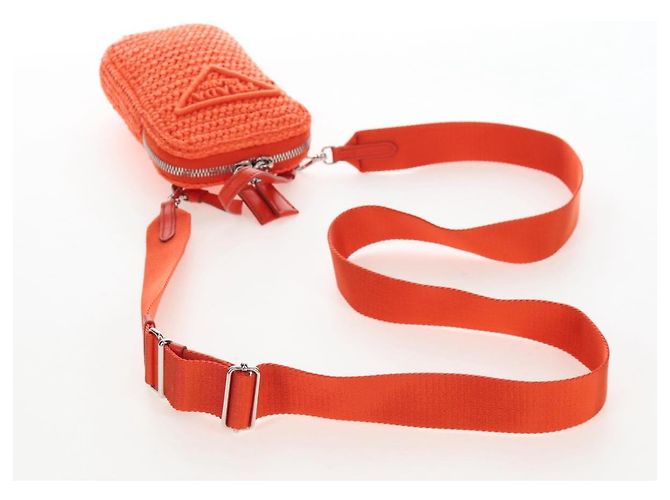 PRADA Shoulder Pouch Raffia 2way Orange Silver - vista 9
