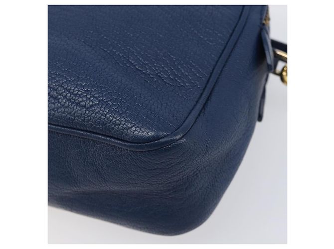 Miu Miu Madras Shoulder Bag Leather Navy Gold Tone - vista 11