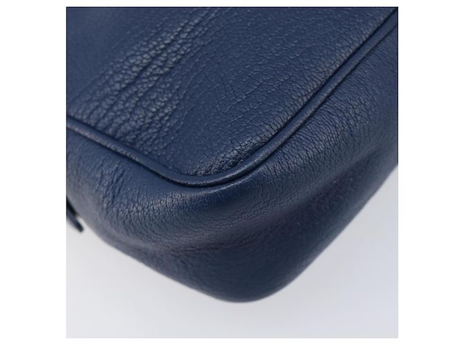 Miu Miu Madras Shoulder Bag Leather Navy Gold Tone - vista 12