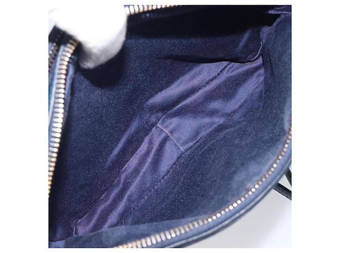 Miu Miu Madras Shoulder Bag Leather Navy Gold Tone - vista 24