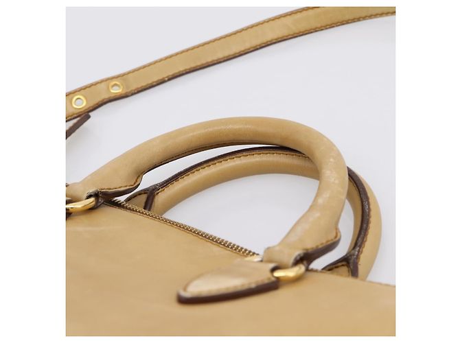 Miu Miu Hand Bag Leather 2way Beige Gold Tone - vista 10